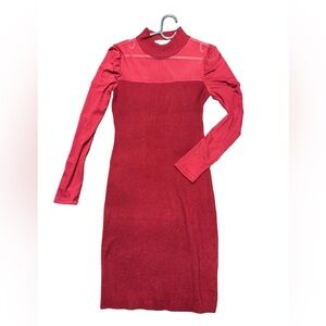NWT $85 holiday Elegant Red Long Sleeve Dress